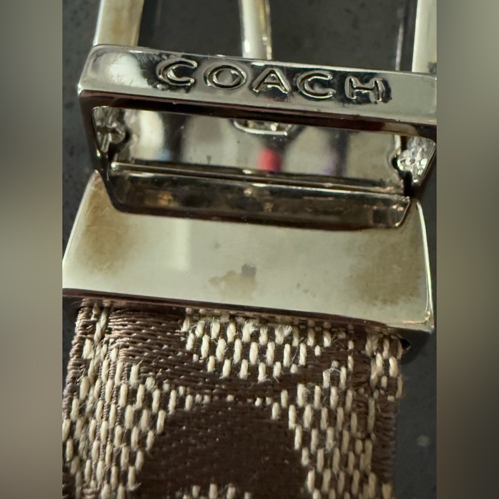 Coach Signature C Monogram Canvas and Leather Belt. Size S. Unisex - Picture 2 of 4